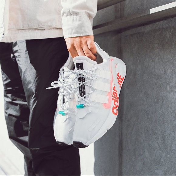 EUC Men’s Size 10 Adidas LXCON AdiPrene Big Logo Sneakers Solar Red/Cloud White - Picture 3 of 12